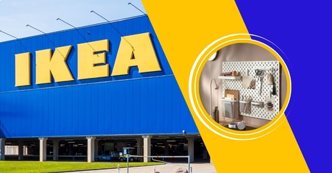 IKEA storefront and white pegboard