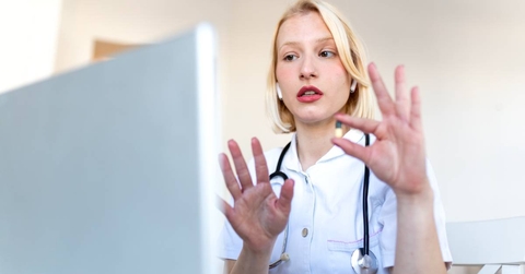 Physician explaining medication online