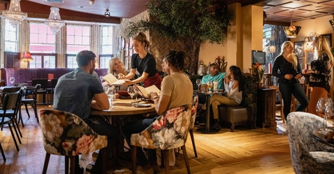 Family eating at restaurant