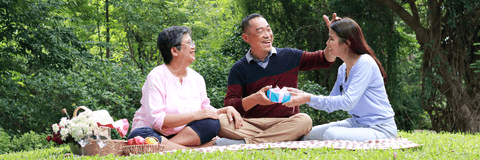 Family having picnic