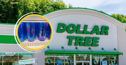 Dollar Tree storefront and opal drinking glasses