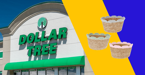 Dollar Tree storefront and basket products 