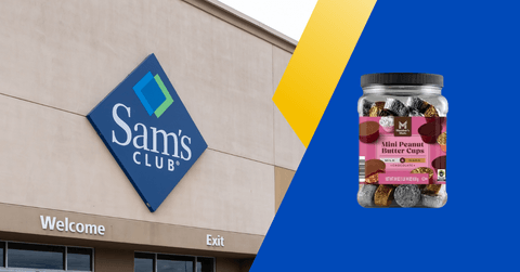 Collage of Sam's Club storefront and a food product