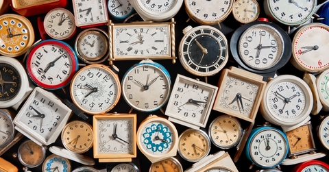 Spread of old alarm clocks