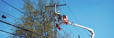 Worker on power line