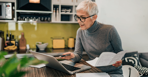 Senior woman working at a computer
