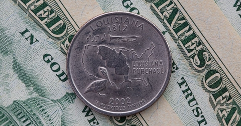 Louisiana state quarter on U.S. dollar bills