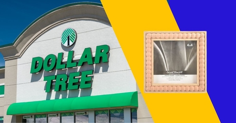 Dollar Tree storefront and beaded wooden frame