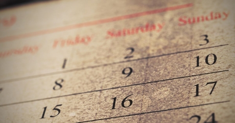 Close-up of vintage calendar