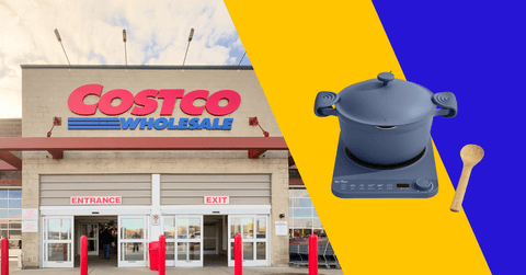 Collage of Costco's store and an electric pot