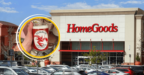 HomeGoods collage with storefront and a candle product