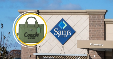 Sam's Club storefront and Coach tote bag