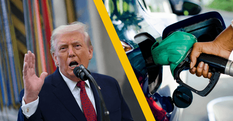 Donald Trump and a gas pump
