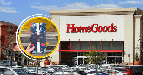 Collage of HomeGoods storefront and a Tommy Bahama product 