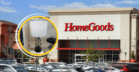 Collage of HomeGoods storefront a nightlamp product