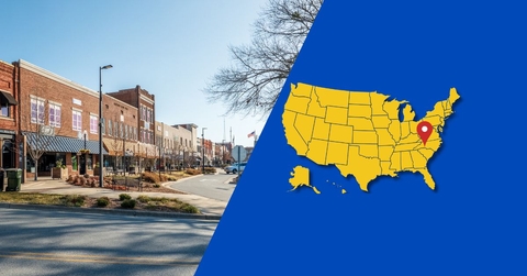 Hickory, North Carolina with pin on map