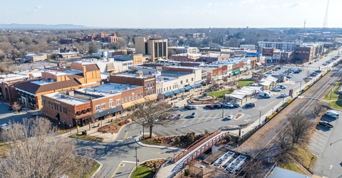 Downtown Hickory North Carolina aerial