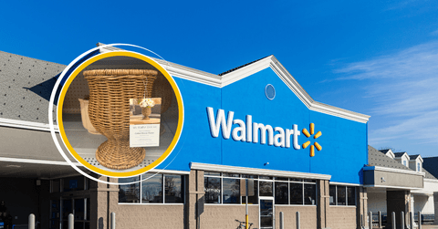 Collage of Walmart storefront and a home decor product