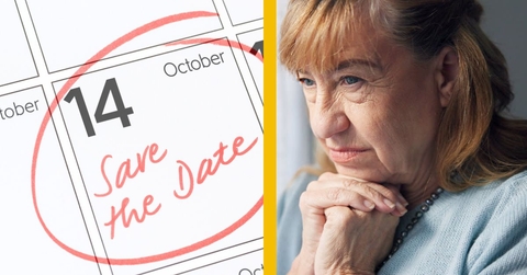 Oct. 14 on calendar with worried woman