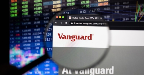Vanguard webpage with magnifying glass