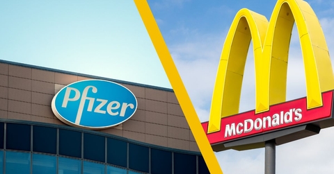 Pfizer building and McDonald's sign