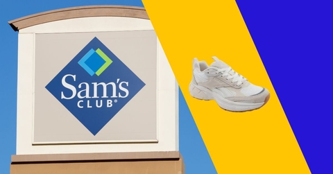 Sam's Club sign with sneakers