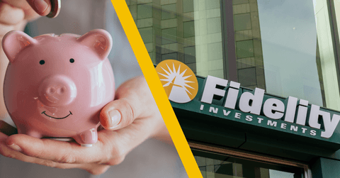 A Fidelity logo and piggy bank
