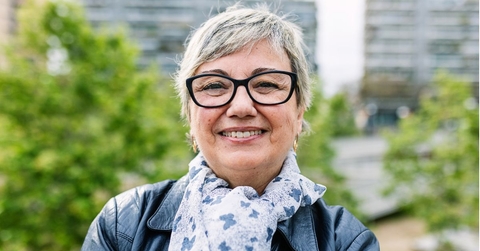 Portrait of a mature woman smiling outdoors