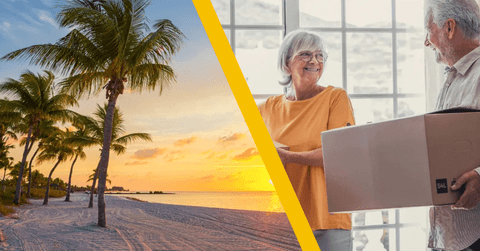 key west florida and retirees with moving boxes