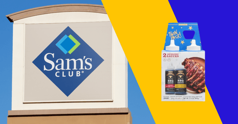 Collage of Sam's Club logo and a BBQ sauce product