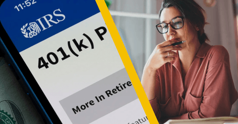401(k) plan and woman thinking