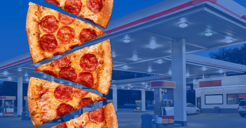 A pizza and gas station