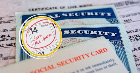 Social Security cards with October 14 calendar date