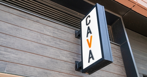 CAVA fast food restaurant sign