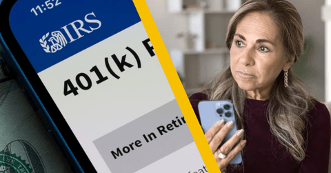 401k plan and mature woman with phone