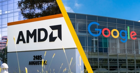 AMD sign and Google headquarters