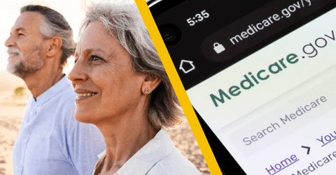 couple on beach and medicare website