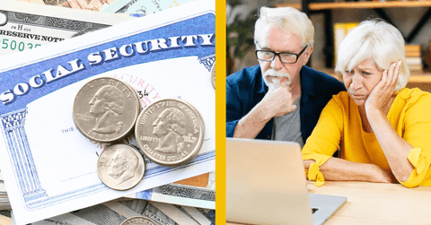 social security card and elderly couple