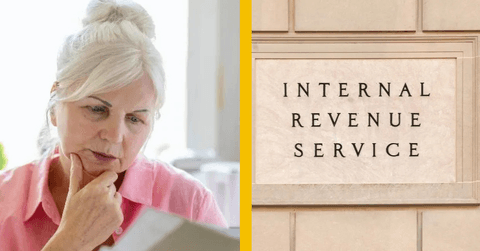senior woman and internal revenue service