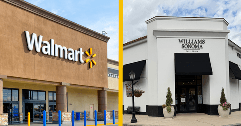 Collage of Walmart storefront and Williams Sonoma