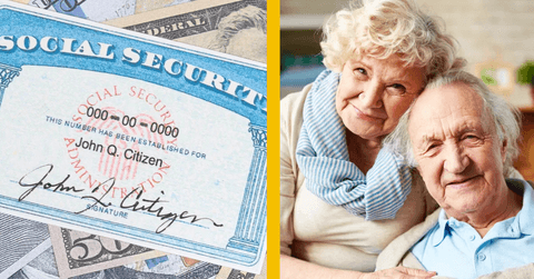 social security card and elderly couple