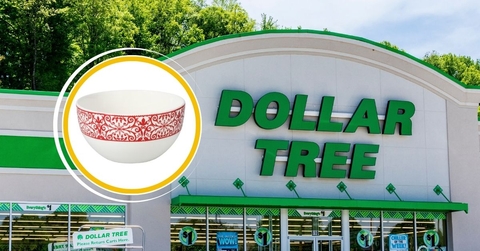 X Little Kitchen Luxuries To Snag at Dollar Tree, storefront and ceramic bowl