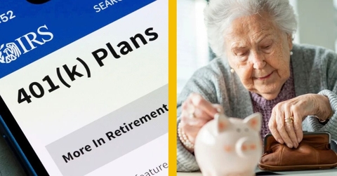 401k plan and elderly woman counting change