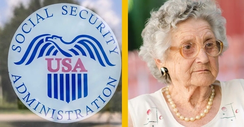 social security and elderly woman with glasses