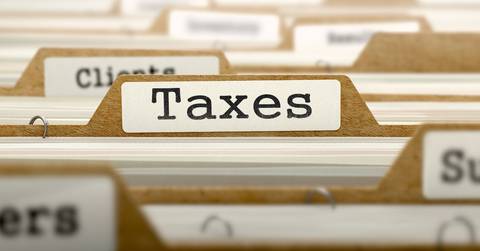 taxes concept with word on folder