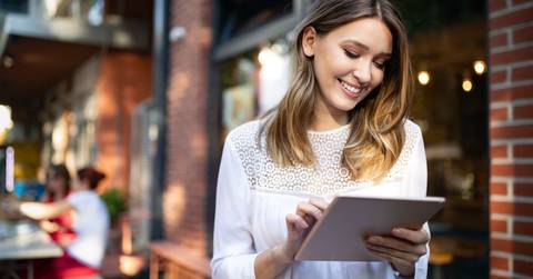 Woman with ipad