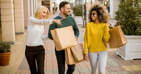 young multiracial people in shopping