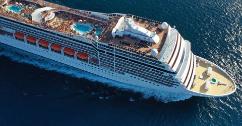luxurious cruise liner cruising Atlantic blue ocean
