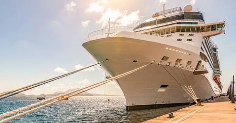 Cruise ship docked in port