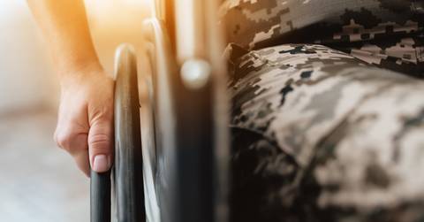 veteran in wheelchair returned from army